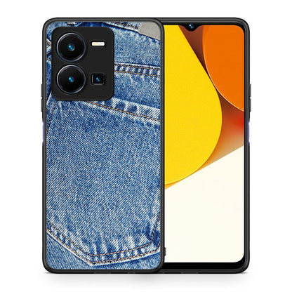Θήκη Vivo Y35 Jeans Pocket από τη Smartfits με σχέδιο στο πίσω μέρος και μαύρο περίβλημα | Vivo Y35 Jeans Pocket Case with Colorful Back and Black Bezels