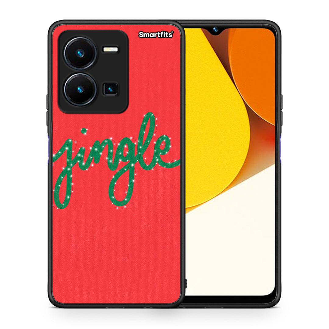 Θήκη Vivo Y35 Jingle Xmas από τη Smartfits με σχέδιο στο πίσω μέρος και μαύρο περίβλημα | Vivo Y35 Jingle Xmas Case with Colorful Back and Black Bezels