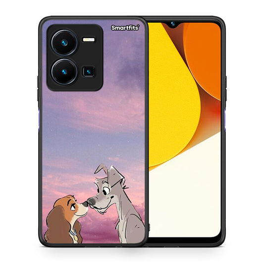 Θήκη Vivo Y35 Lady And Tramp από τη Smartfits με σχέδιο στο πίσω μέρος και μαύρο περίβλημα | Vivo Y35 Lady And Tramp Case with Colorful Back and Black Bezels