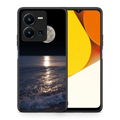 Θήκη Vivo Y35 Landscape Moon από τη Smartfits με σχέδιο στο πίσω μέρος και μαύρο περίβλημα | Vivo Y35 Landscape Moon Case with Colorful Back and Black Bezels