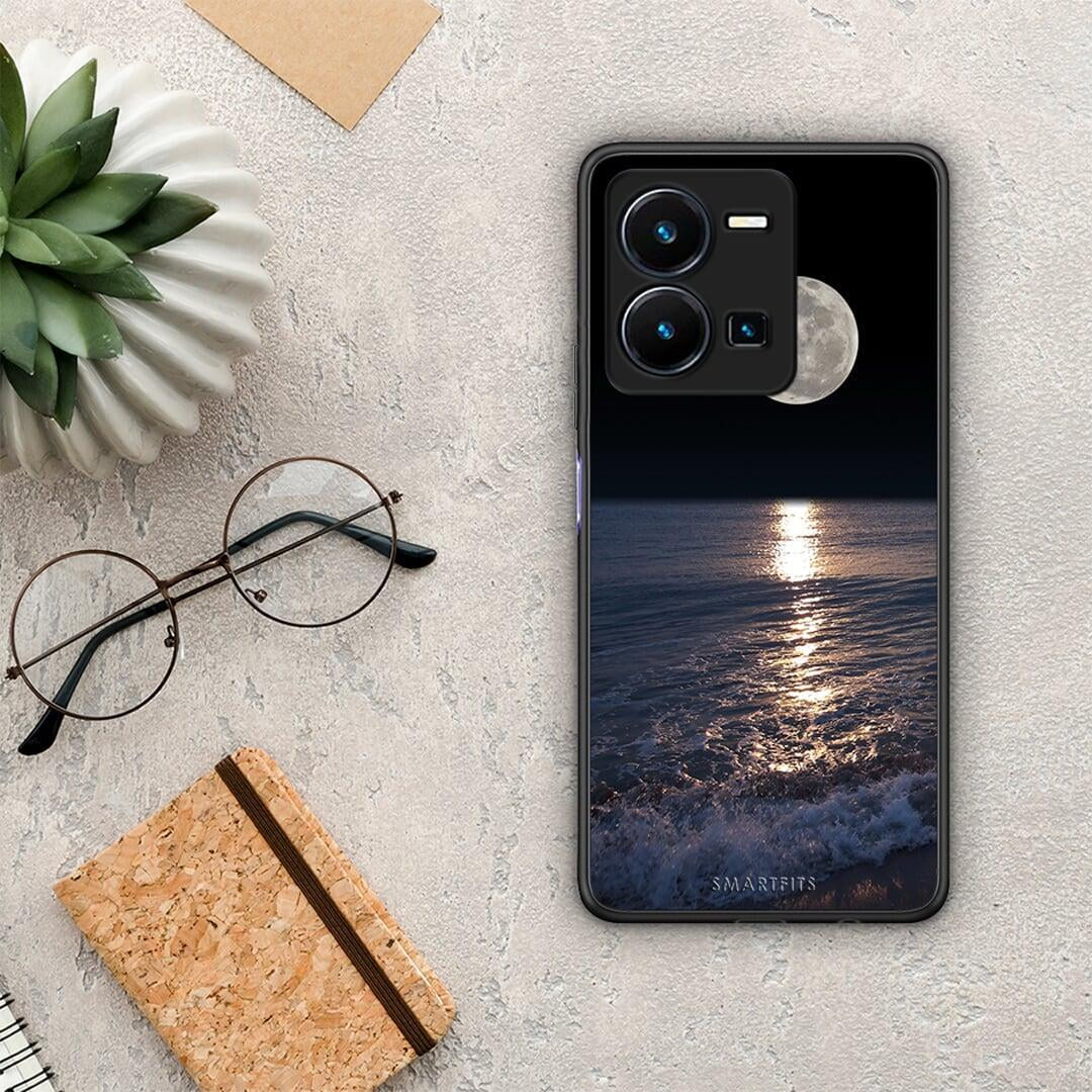 Θήκη Vivo Y35 Landscape Moon από τη Smartfits με σχέδιο στο πίσω μέρος και μαύρο περίβλημα | Vivo Y35 Landscape Moon Case with Colorful Back and Black Bezels
