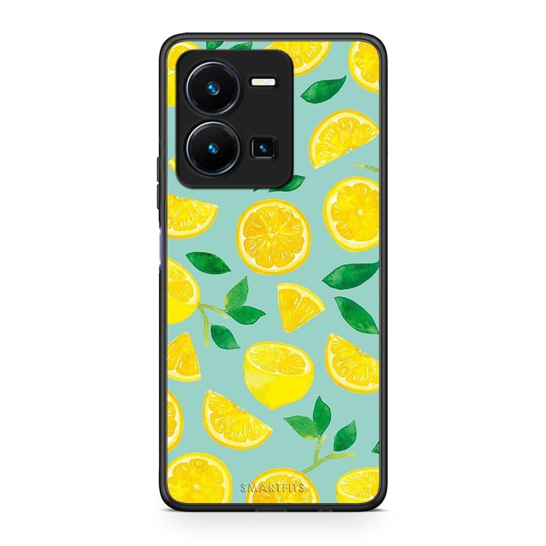 Θήκη Vivo Y35 Lemons από τη Smartfits με σχέδιο στο πίσω μέρος και μαύρο περίβλημα | Vivo Y35 Lemons Case with Colorful Back and Black Bezels