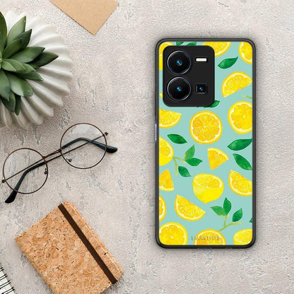 Θήκη Vivo Y35 Lemons από τη Smartfits με σχέδιο στο πίσω μέρος και μαύρο περίβλημα | Vivo Y35 Lemons Case with Colorful Back and Black Bezels