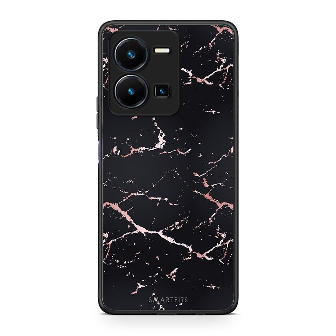 Θήκη Vivo Y35 Marble Black Rosegold από τη Smartfits με σχέδιο στο πίσω μέρος και μαύρο περίβλημα | Vivo Y35 Marble Black Rosegold Case with Colorful Back and Black Bezels