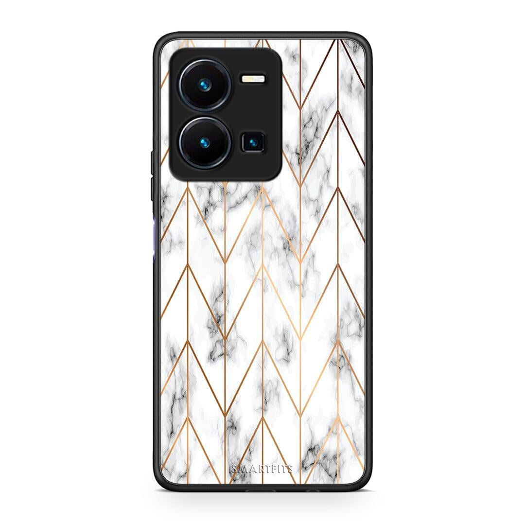 Θήκη Vivo Y35 Marble Gold Geometric από τη Smartfits με σχέδιο στο πίσω μέρος και μαύρο περίβλημα | Vivo Y35 Marble Gold Geometric Case with Colorful Back and Black Bezels