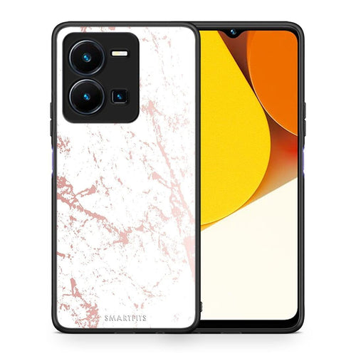Θήκη Vivo Y35 Marble Pink Splash από τη Smartfits με σχέδιο στο πίσω μέρος και μαύρο περίβλημα | Vivo Y35 Marble Pink Splash Case with Colorful Back and Black Bezels