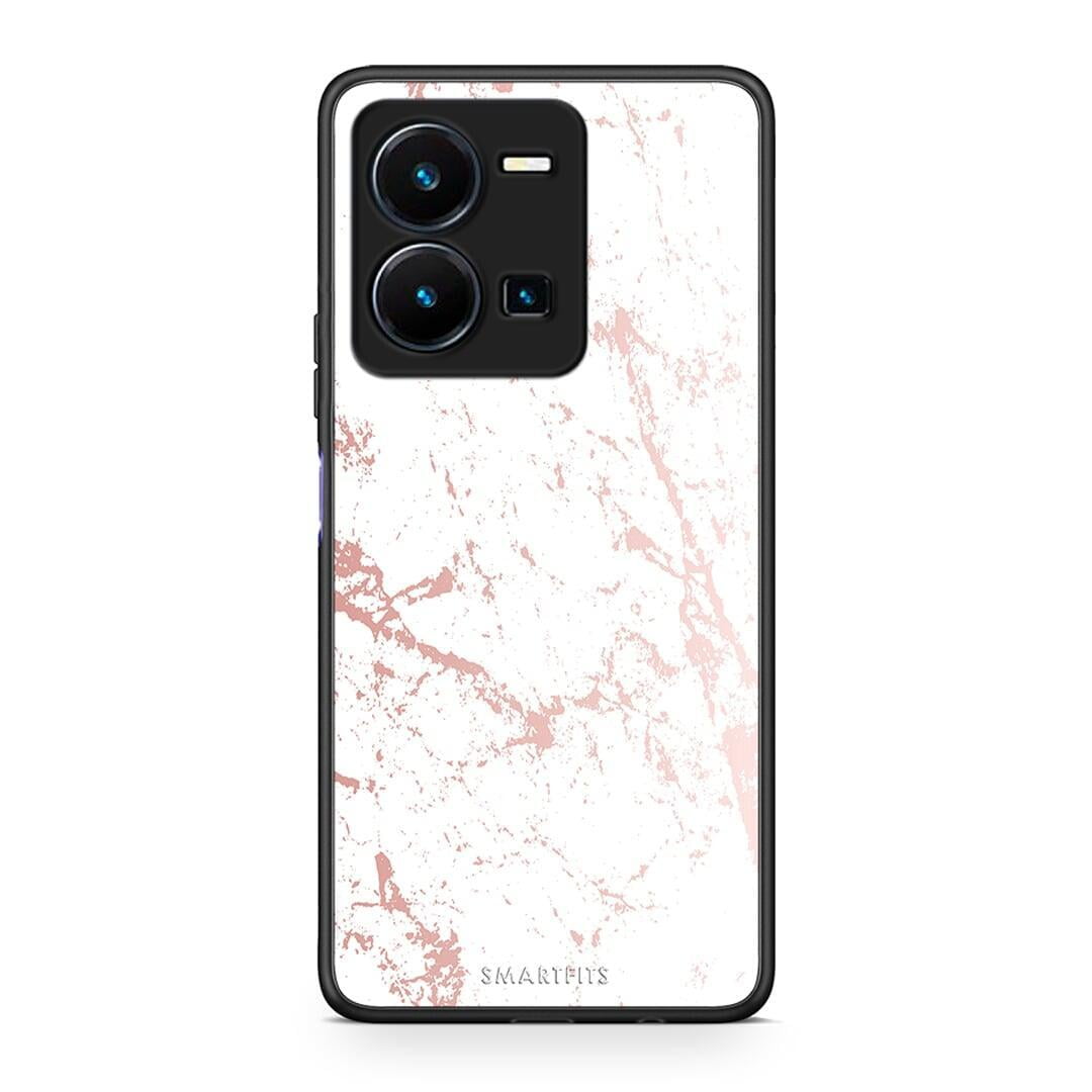 Θήκη Vivo Y35 Marble Pink Splash από τη Smartfits με σχέδιο στο πίσω μέρος και μαύρο περίβλημα | Vivo Y35 Marble Pink Splash Case with Colorful Back and Black Bezels