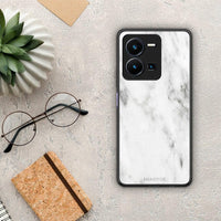 Thumbnail for Θήκη Vivo Y35 Marble White από τη Smartfits με σχέδιο στο πίσω μέρος και μαύρο περίβλημα | Vivo Y35 Marble White Case with Colorful Back and Black Bezels