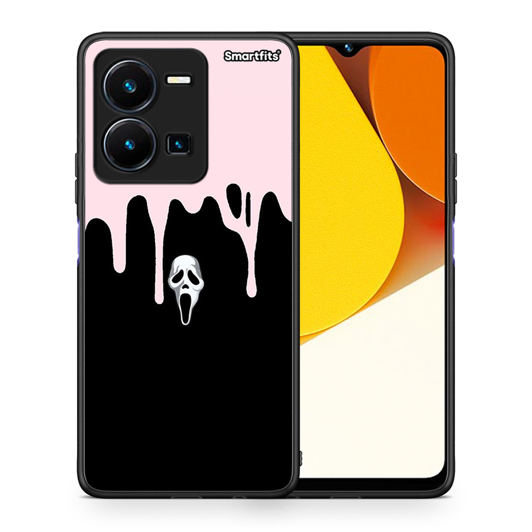 Θήκη Vivo Y35 Melting Halloween Mask από τη Smartfits με σχέδιο στο πίσω μέρος και μαύρο περίβλημα | Vivo Y35 Melting Halloween Mask Case with Colorful Back and Black Bezels
