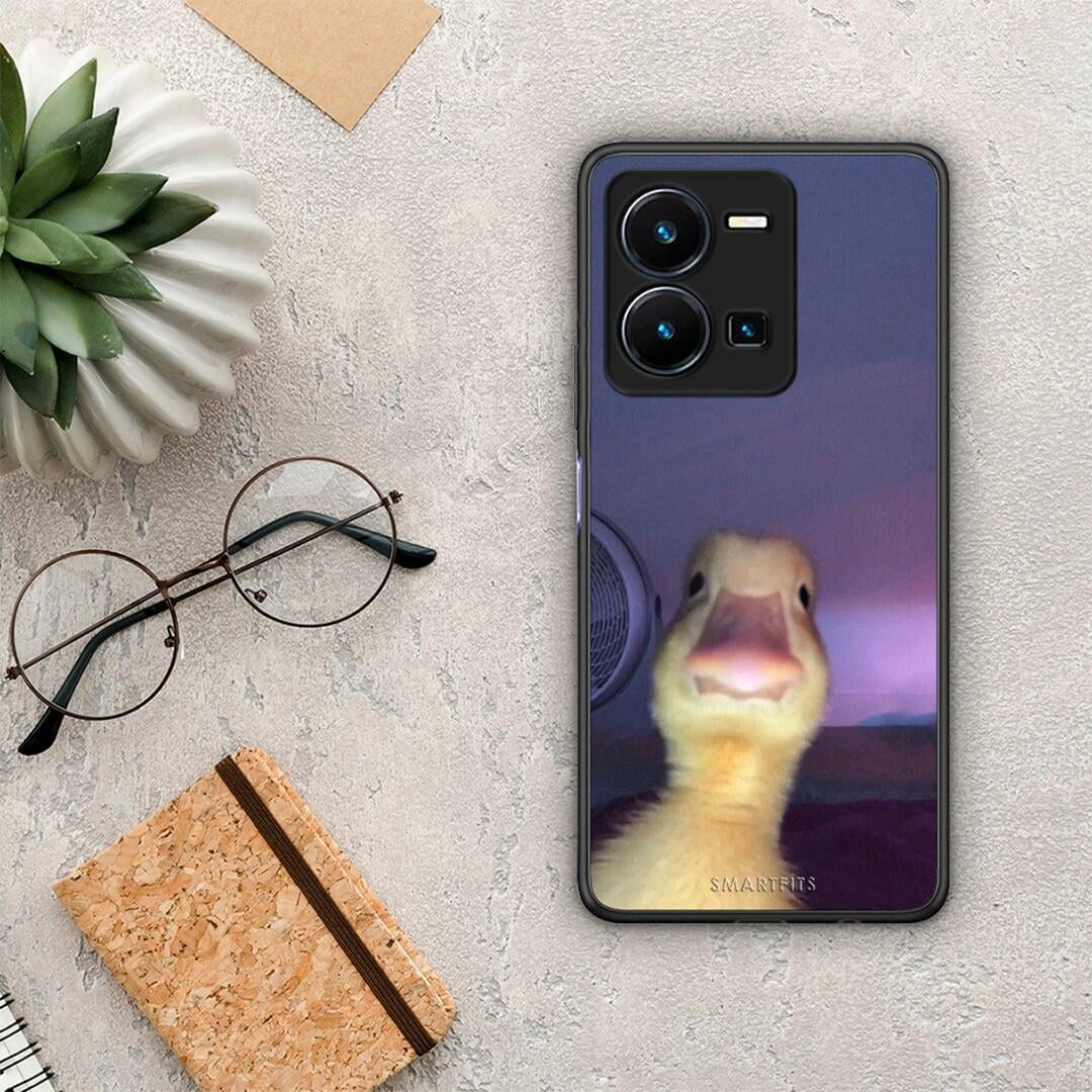 Θήκη Vivo Y35 Meme Duck από τη Smartfits με σχέδιο στο πίσω μέρος και μαύρο περίβλημα | Vivo Y35 Meme Duck Case with Colorful Back and Black Bezels