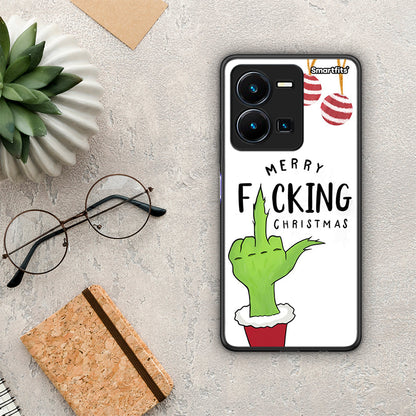 Θήκη Vivo Y35 Merry F Xmas από τη Smartfits με σχέδιο στο πίσω μέρος και μαύρο περίβλημα | Vivo Y35 Merry F Xmas Case with Colorful Back and Black Bezels