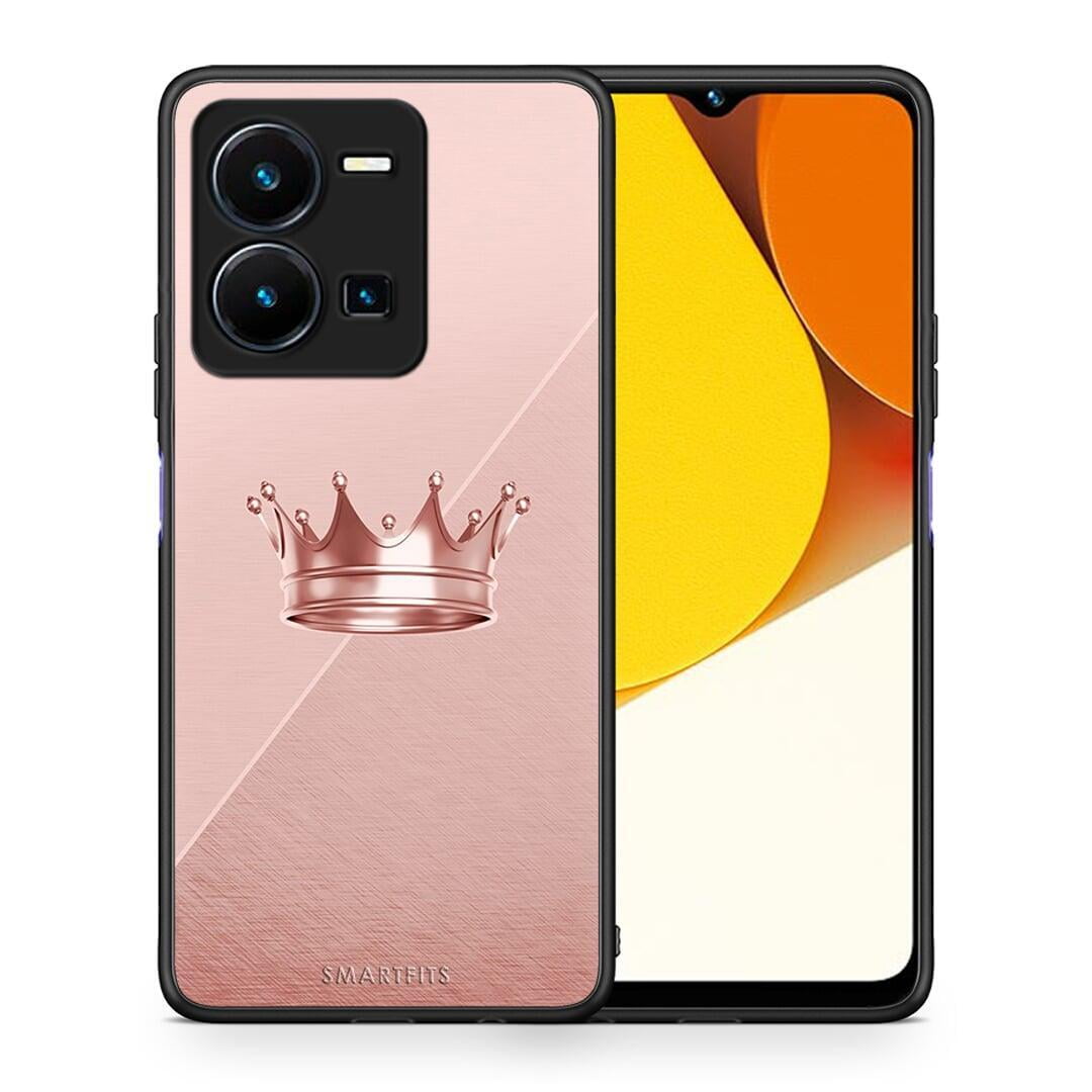 Θήκη Vivo Y35 Minimal Crown από τη Smartfits με σχέδιο στο πίσω μέρος και μαύρο περίβλημα | Vivo Y35 Minimal Crown Case with Colorful Back and Black Bezels
