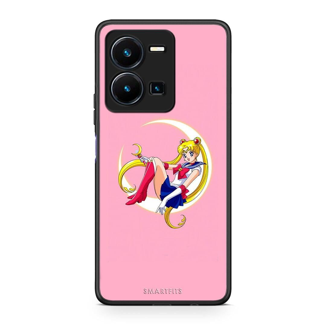 Θήκη Vivo Y35 Moon Girl από τη Smartfits με σχέδιο στο πίσω μέρος και μαύρο περίβλημα | Vivo Y35 Moon Girl Case with Colorful Back and Black Bezels