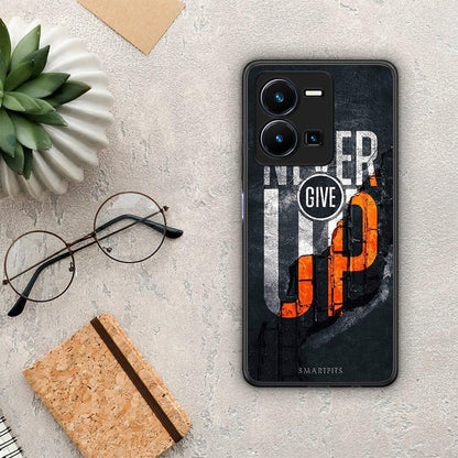 Θήκη Vivo Y35 Never Give Up από τη Smartfits με σχέδιο στο πίσω μέρος και μαύρο περίβλημα | Vivo Y35 Never Give Up Case with Colorful Back and Black Bezels