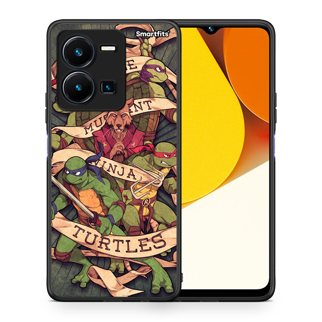 Θήκη Vivo Y35 Ninja Turtles από τη Smartfits με σχέδιο στο πίσω μέρος και μαύρο περίβλημα | Vivo Y35 Ninja Turtles Case with Colorful Back and Black Bezels