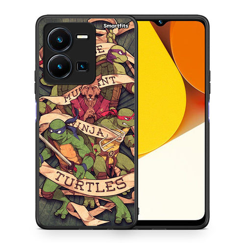 Θήκη Vivo Y35 Ninja Turtles από τη Smartfits με σχέδιο στο πίσω μέρος και μαύρο περίβλημα | Vivo Y35 Ninja Turtles Case with Colorful Back and Black Bezels
