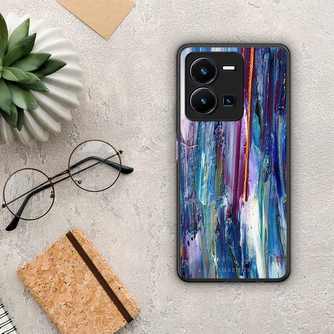 Θήκη Vivo Y35 Paint Winter από τη Smartfits με σχέδιο στο πίσω μέρος και μαύρο περίβλημα | Vivo Y35 Paint Winter Case with Colorful Back and Black Bezels