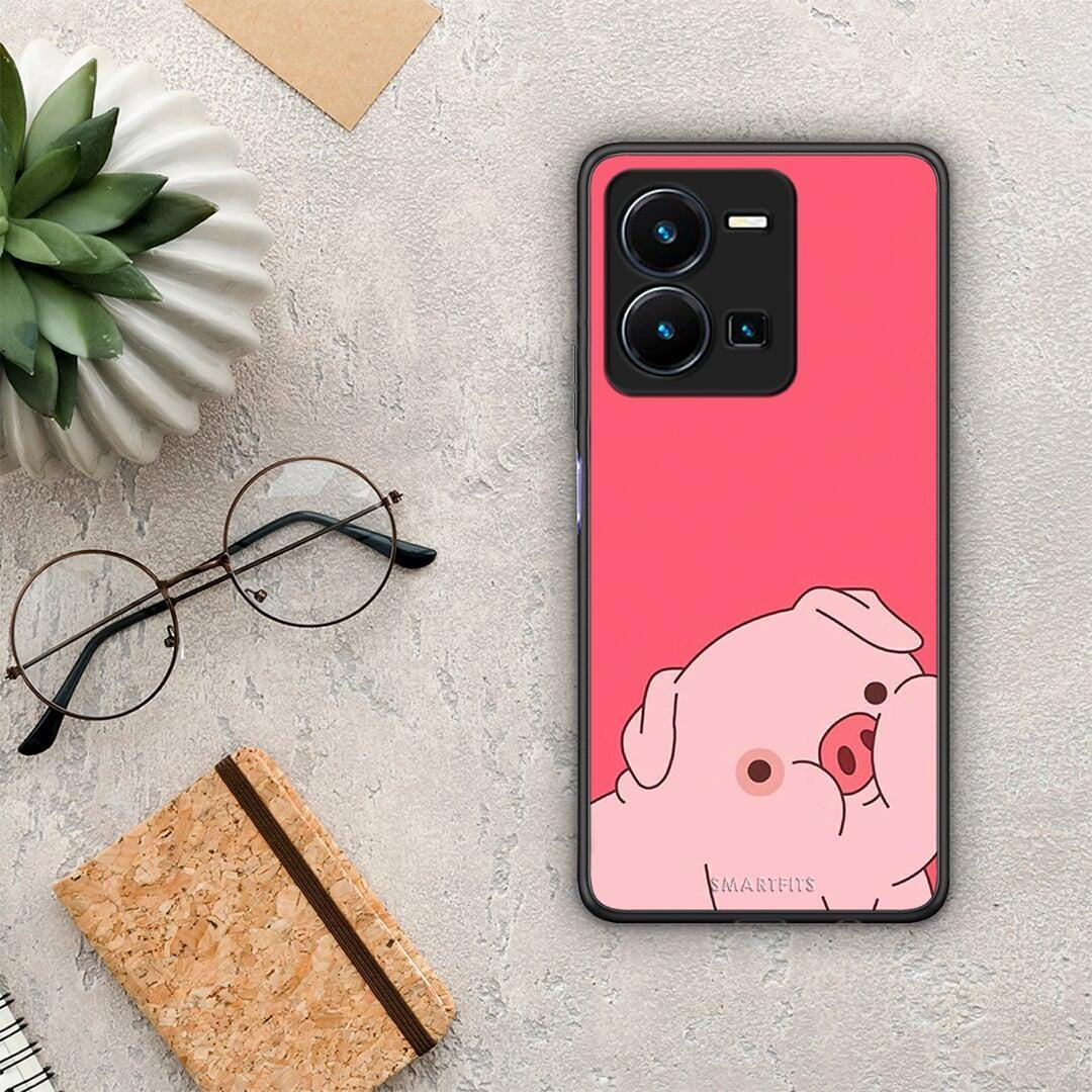 Θήκη Vivo Y35 Pig Love 1 από τη Smartfits με σχέδιο στο πίσω μέρος και μαύρο περίβλημα | Vivo Y35 Pig Love 1 Case with Colorful Back and Black Bezels