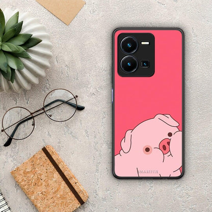 Θήκη Vivo Y35 Pig Love 1 από τη Smartfits με σχέδιο στο πίσω μέρος και μαύρο περίβλημα | Vivo Y35 Pig Love 1 Case with Colorful Back and Black Bezels