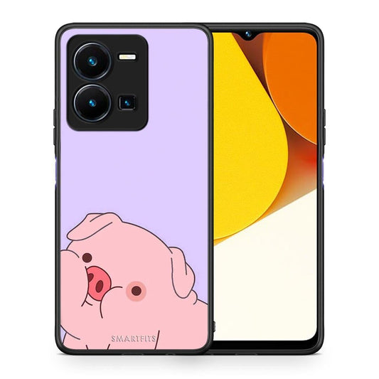 Θήκη Vivo Y35 Pig Love 2 από τη Smartfits με σχέδιο στο πίσω μέρος και μαύρο περίβλημα | Vivo Y35 Pig Love 2 Case with Colorful Back and Black Bezels