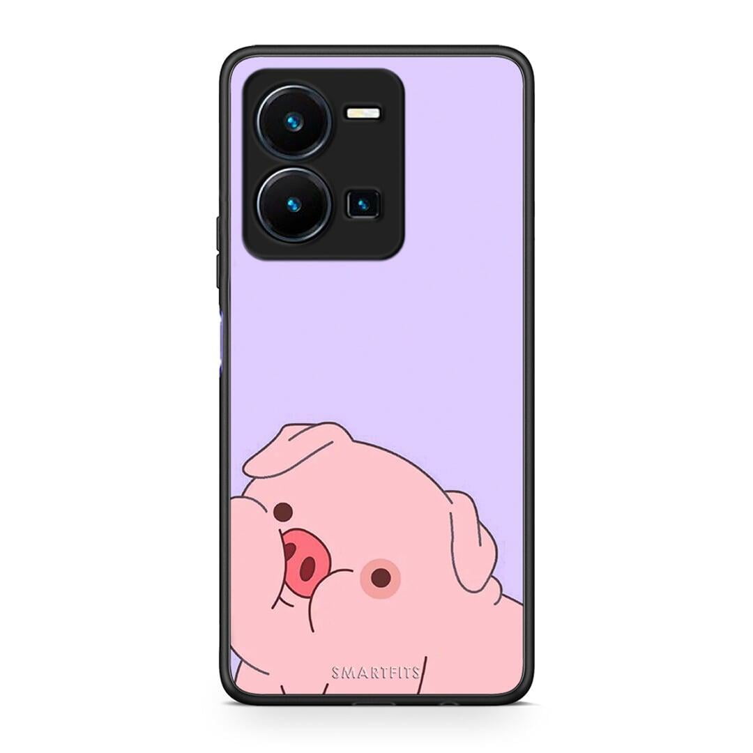Θήκη Vivo Y35 Pig Love 2 από τη Smartfits με σχέδιο στο πίσω μέρος και μαύρο περίβλημα | Vivo Y35 Pig Love 2 Case with Colorful Back and Black Bezels
