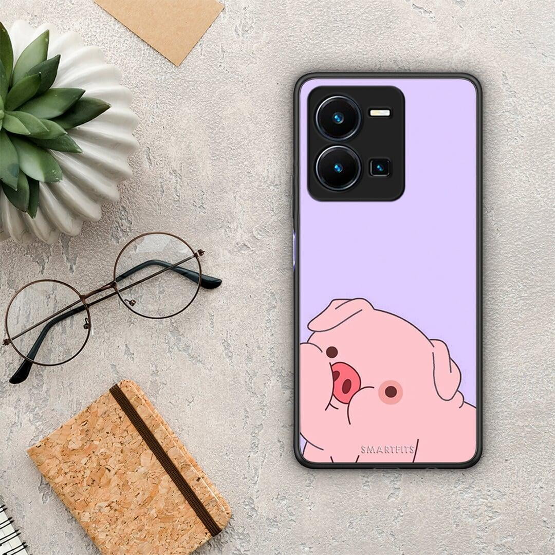 Θήκη Vivo Y35 Pig Love 2 από τη Smartfits με σχέδιο στο πίσω μέρος και μαύρο περίβλημα | Vivo Y35 Pig Love 2 Case with Colorful Back and Black Bezels
