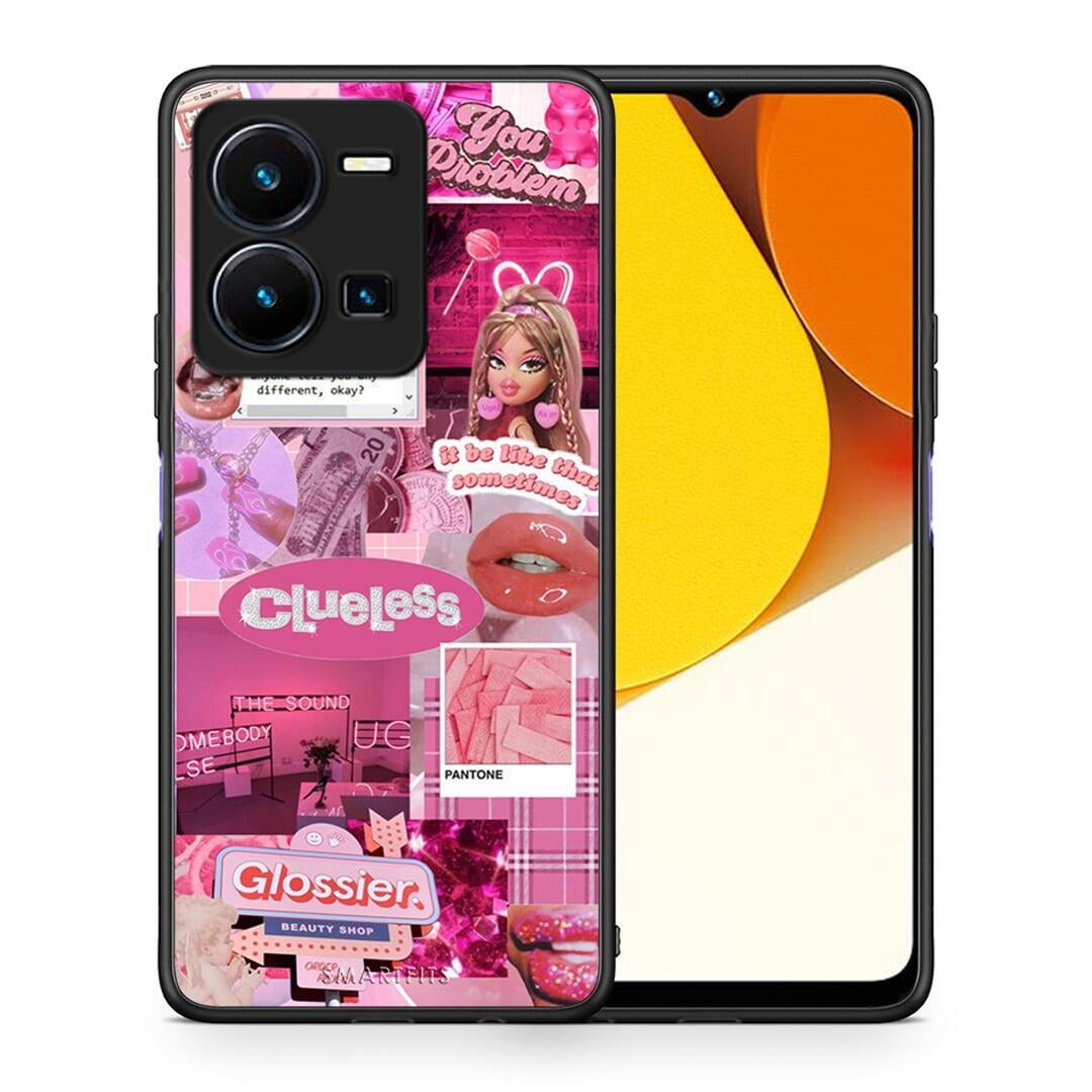 Θήκη Vivo Y35 Pink Love από τη Smartfits με σχέδιο στο πίσω μέρος και μαύρο περίβλημα | Vivo Y35 Pink Love Case with Colorful Back and Black Bezels