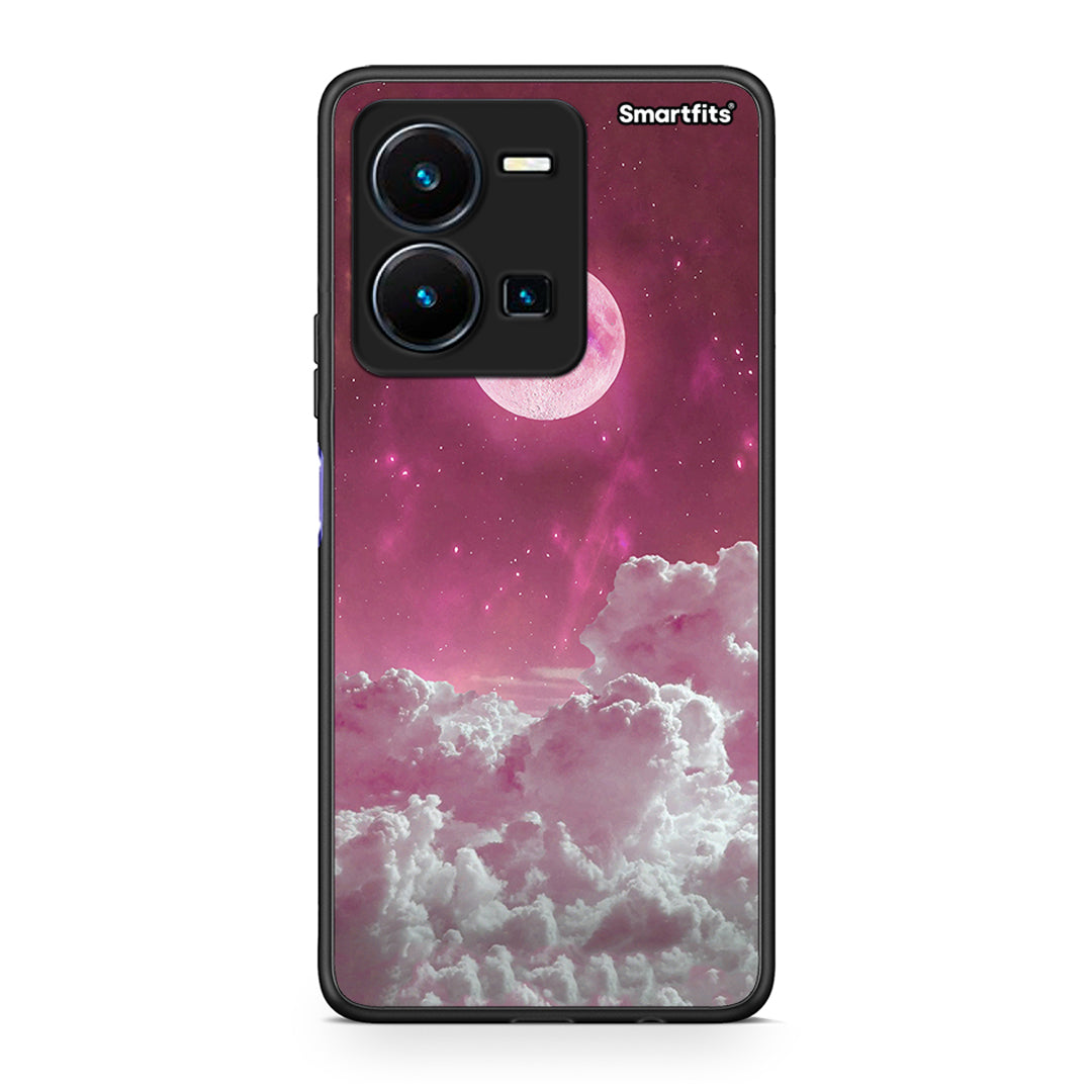 Θήκη Vivo Y35 Pink Moon από τη Smartfits με σχέδιο στο πίσω μέρος και μαύρο περίβλημα | Vivo Y35 Pink Moon Case with Colorful Back and Black Bezels