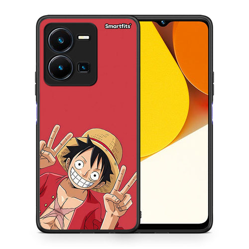 Θήκη Vivo Y35 Pirate Luffy από τη Smartfits με σχέδιο στο πίσω μέρος και μαύρο περίβλημα | Vivo Y35 Pirate Luffy Case with Colorful Back and Black Bezels