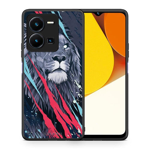 Θήκη Vivo Y35 PopArt Lion Designer από τη Smartfits με σχέδιο στο πίσω μέρος και μαύρο περίβλημα | Vivo Y35 PopArt Lion Designer Case with Colorful Back and Black Bezels