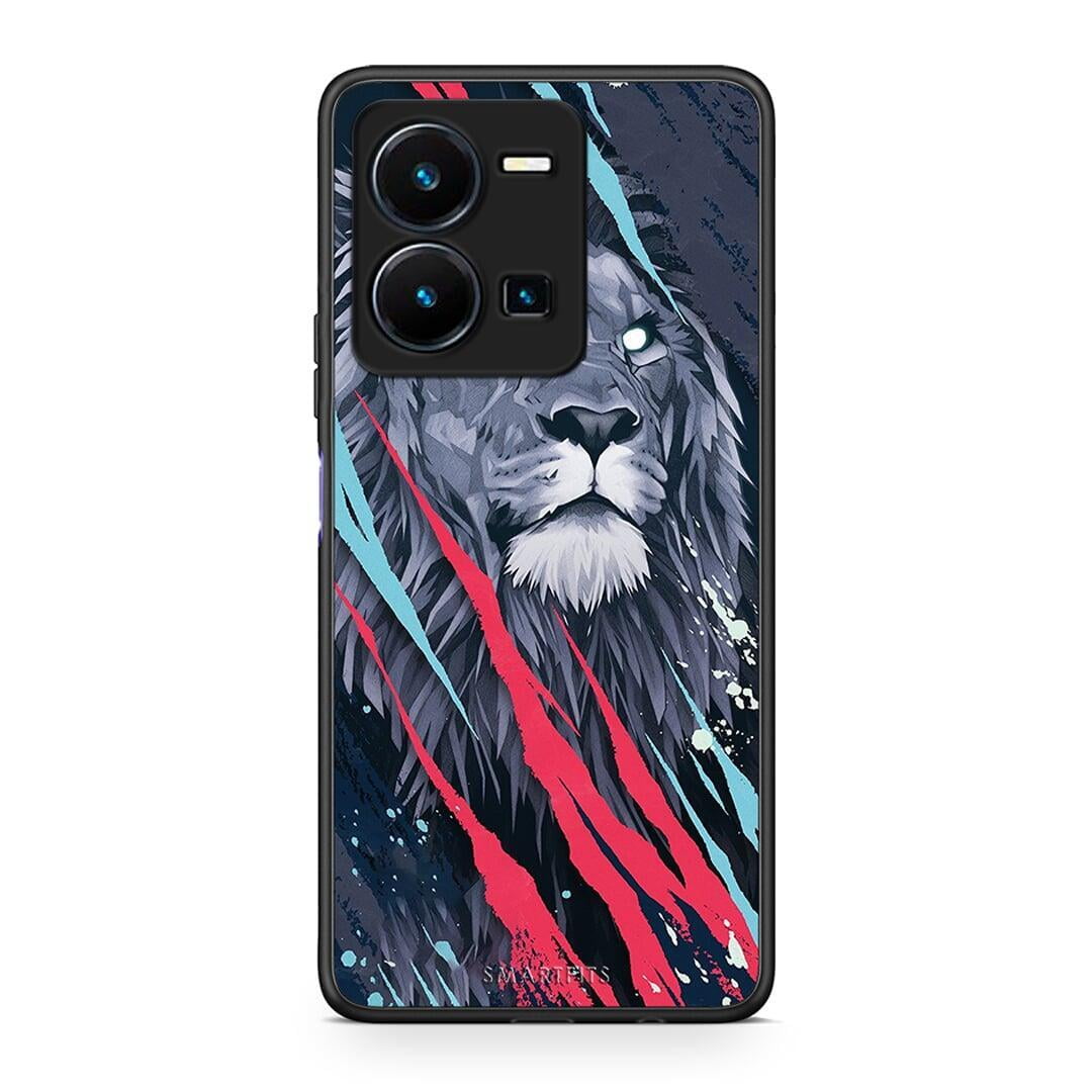 Θήκη Vivo Y35 PopArt Lion Designer από τη Smartfits με σχέδιο στο πίσω μέρος και μαύρο περίβλημα | Vivo Y35 PopArt Lion Designer Case with Colorful Back and Black Bezels