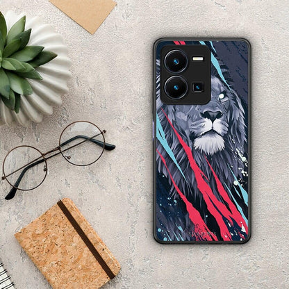 Θήκη Vivo Y35 PopArt Lion Designer από τη Smartfits με σχέδιο στο πίσω μέρος και μαύρο περίβλημα | Vivo Y35 PopArt Lion Designer Case with Colorful Back and Black Bezels