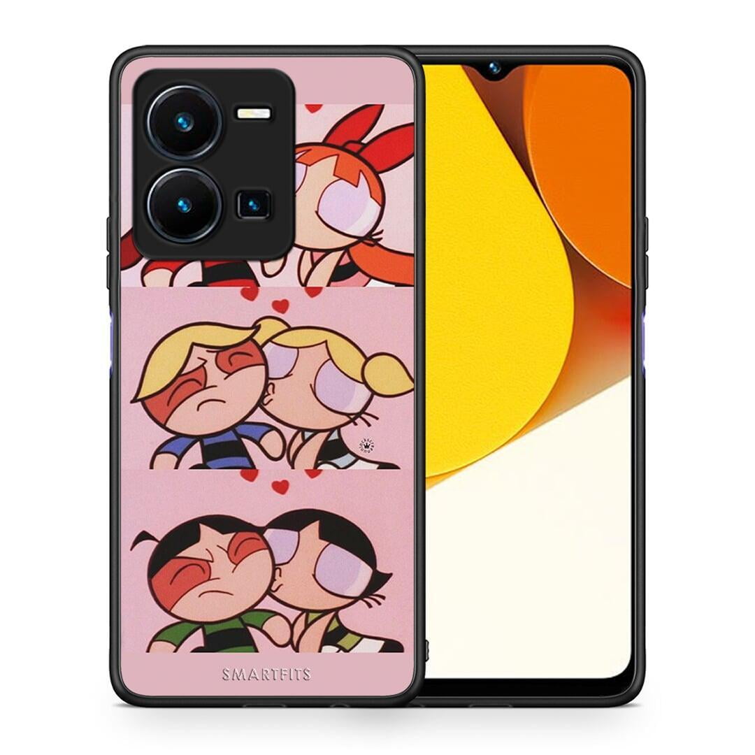 Θήκη Vivo Y35 Puff Love από τη Smartfits με σχέδιο στο πίσω μέρος και μαύρο περίβλημα | Vivo Y35 Puff Love Case with Colorful Back and Black Bezels