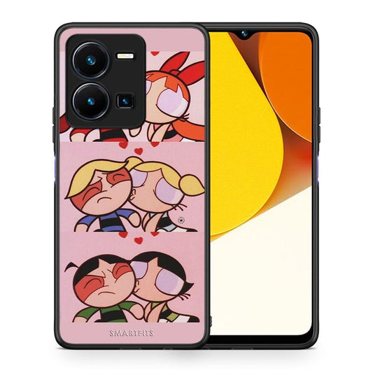 Θήκη Vivo Y35 Puff Love από τη Smartfits με σχέδιο στο πίσω μέρος και μαύρο περίβλημα | Vivo Y35 Puff Love Case with Colorful Back and Black Bezels