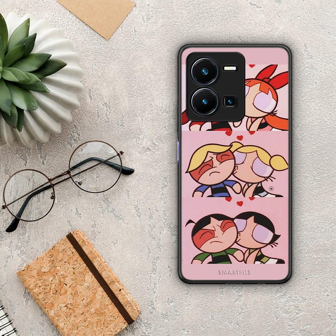 Θήκη Vivo Y35 Puff Love από τη Smartfits με σχέδιο στο πίσω μέρος και μαύρο περίβλημα | Vivo Y35 Puff Love Case with Colorful Back and Black Bezels