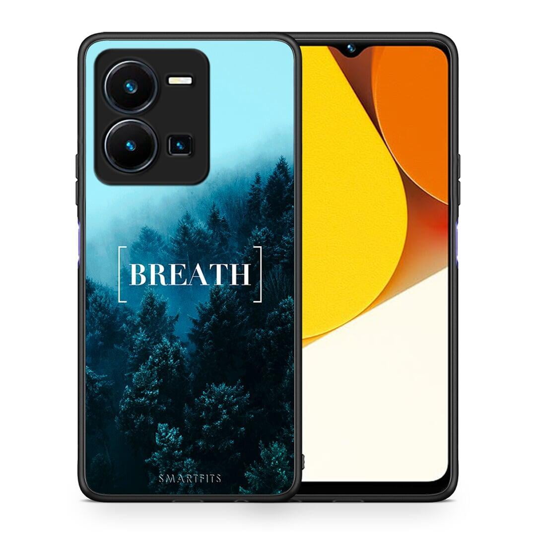 Θήκη Vivo Y35 Quote Breath από τη Smartfits με σχέδιο στο πίσω μέρος και μαύρο περίβλημα | Vivo Y35 Quote Breath Case with Colorful Back and Black Bezels