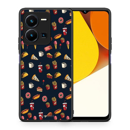 Θήκη Vivo Y35 Random Hungry από τη Smartfits με σχέδιο στο πίσω μέρος και μαύρο περίβλημα | Vivo Y35 Random Hungry Case with Colorful Back and Black Bezels