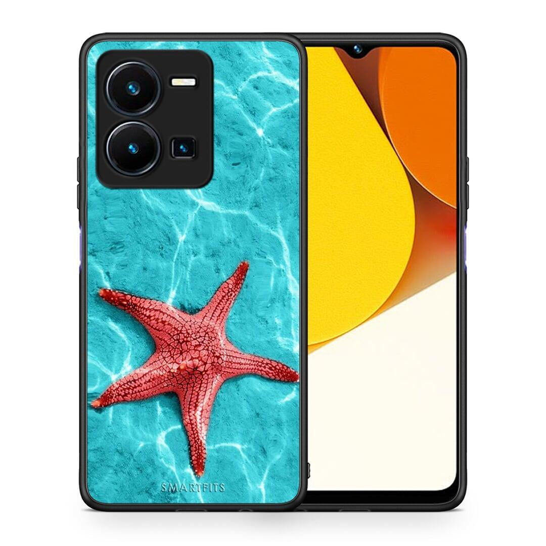 Θήκη Vivo Y35 Red Starfish από τη Smartfits με σχέδιο στο πίσω μέρος και μαύρο περίβλημα | Vivo Y35 Red Starfish Case with Colorful Back and Black Bezels