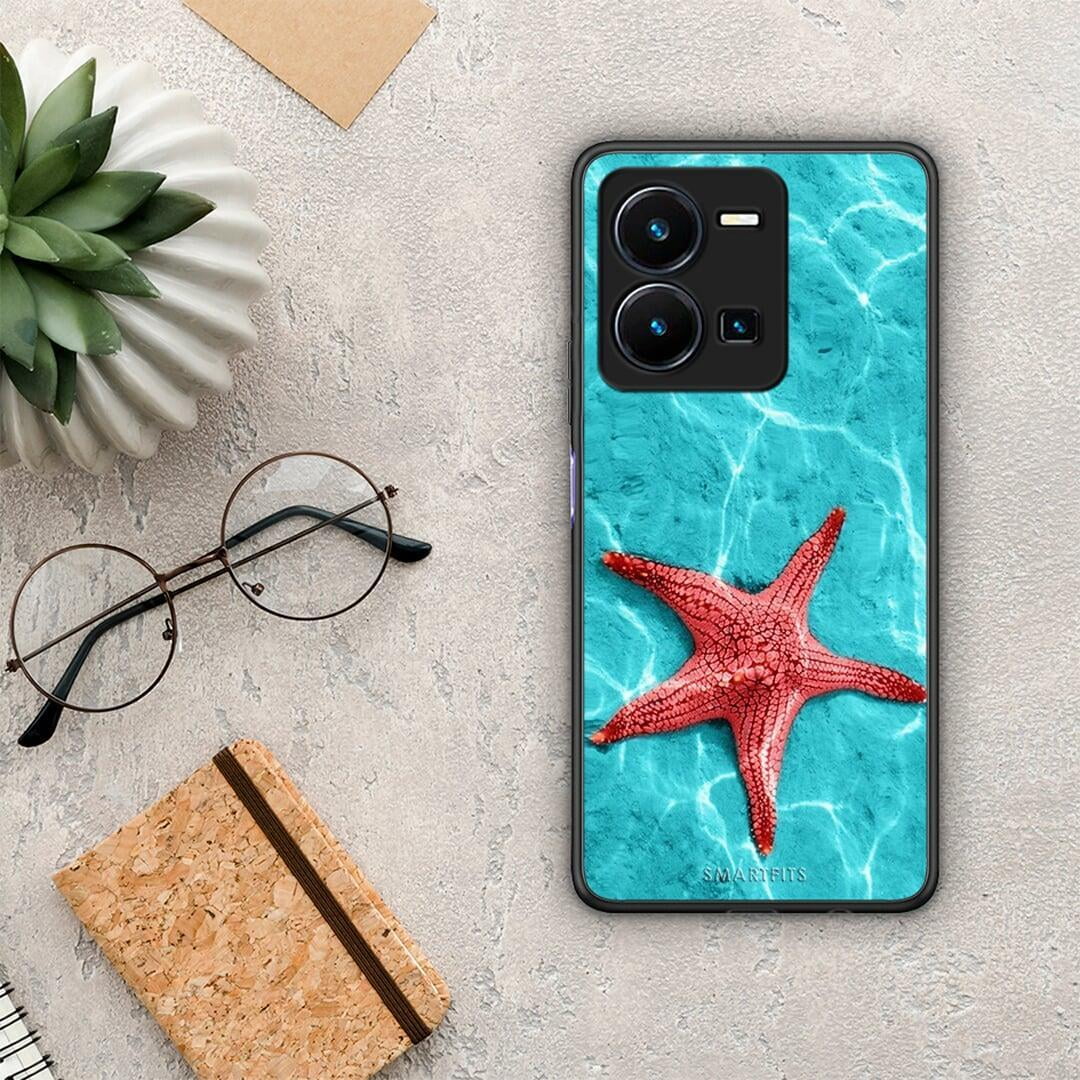 Θήκη Vivo Y35 Red Starfish από τη Smartfits με σχέδιο στο πίσω μέρος και μαύρο περίβλημα | Vivo Y35 Red Starfish Case with Colorful Back and Black Bezels