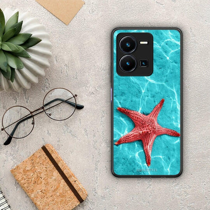 Θήκη Vivo Y35 Red Starfish από τη Smartfits με σχέδιο στο πίσω μέρος και μαύρο περίβλημα | Vivo Y35 Red Starfish Case with Colorful Back and Black Bezels