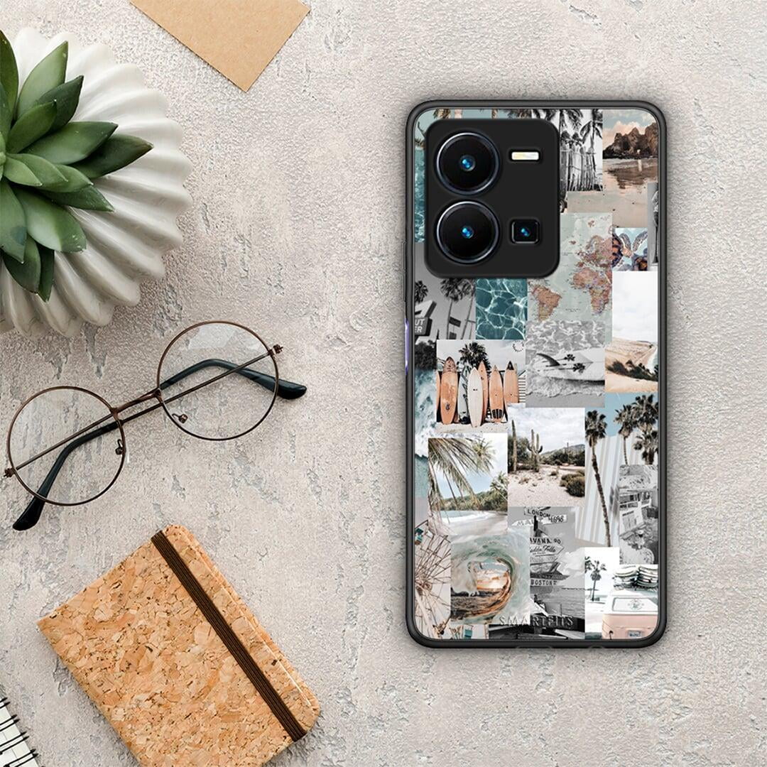Θήκη Vivo Y35 Retro Beach Life από τη Smartfits με σχέδιο στο πίσω μέρος και μαύρο περίβλημα | Vivo Y35 Retro Beach Life Case with Colorful Back and Black Bezels