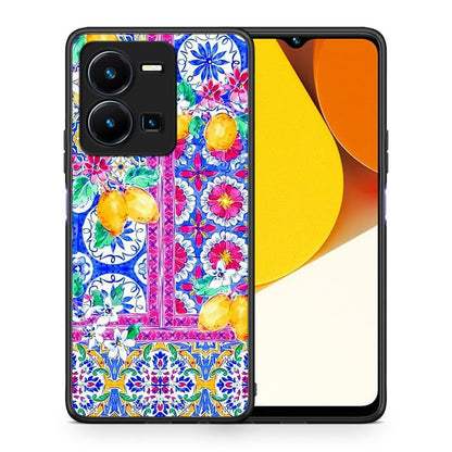 Θήκη Vivo Y35 Retro Spring από τη Smartfits με σχέδιο στο πίσω μέρος και μαύρο περίβλημα | Vivo Y35 Retro Spring Case with Colorful Back and Black Bezels