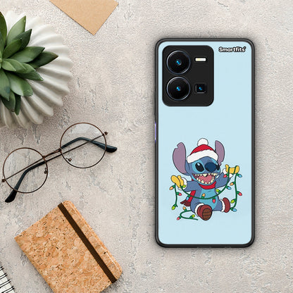 Θήκη Vivo Y35 Santa Stich από τη Smartfits με σχέδιο στο πίσω μέρος και μαύρο περίβλημα | Vivo Y35 Santa Stich Case with Colorful Back and Black Bezels