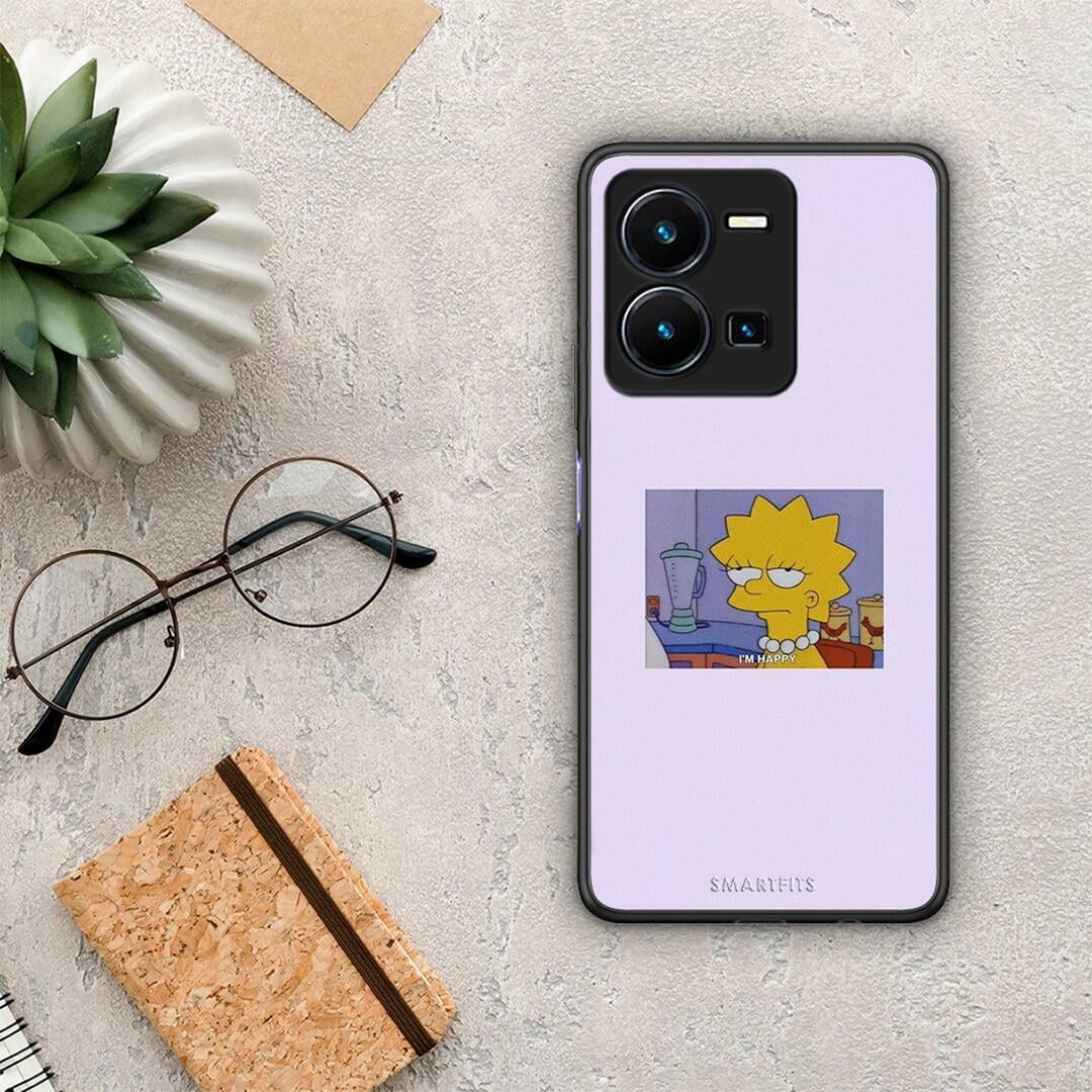 Θήκη Vivo Y35 So Happy από τη Smartfits με σχέδιο στο πίσω μέρος και μαύρο περίβλημα | Vivo Y35 So Happy Case with Colorful Back and Black Bezels