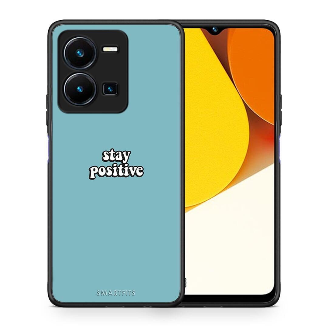 Θήκη Vivo Y35 Text Positive από τη Smartfits με σχέδιο στο πίσω μέρος και μαύρο περίβλημα | Vivo Y35 Text Positive Case with Colorful Back and Black Bezels