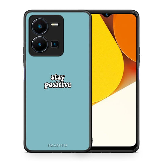 Θήκη Vivo Y35 Text Positive από τη Smartfits με σχέδιο στο πίσω μέρος και μαύρο περίβλημα | Vivo Y35 Text Positive Case with Colorful Back and Black Bezels