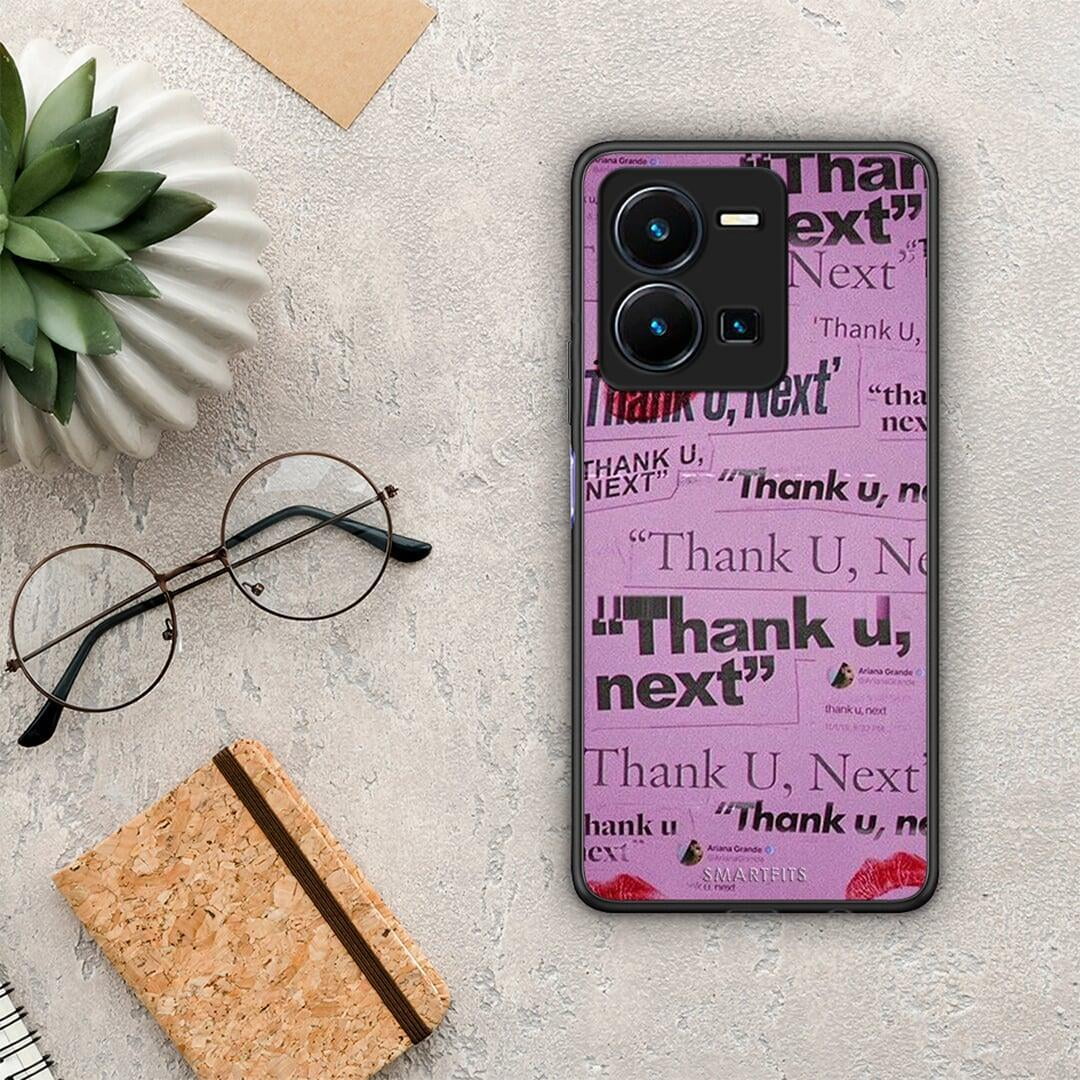 Θήκη Vivo Y35 Thank You Next από τη Smartfits με σχέδιο στο πίσω μέρος και μαύρο περίβλημα | Vivo Y35 Thank You Next Case with Colorful Back and Black Bezels