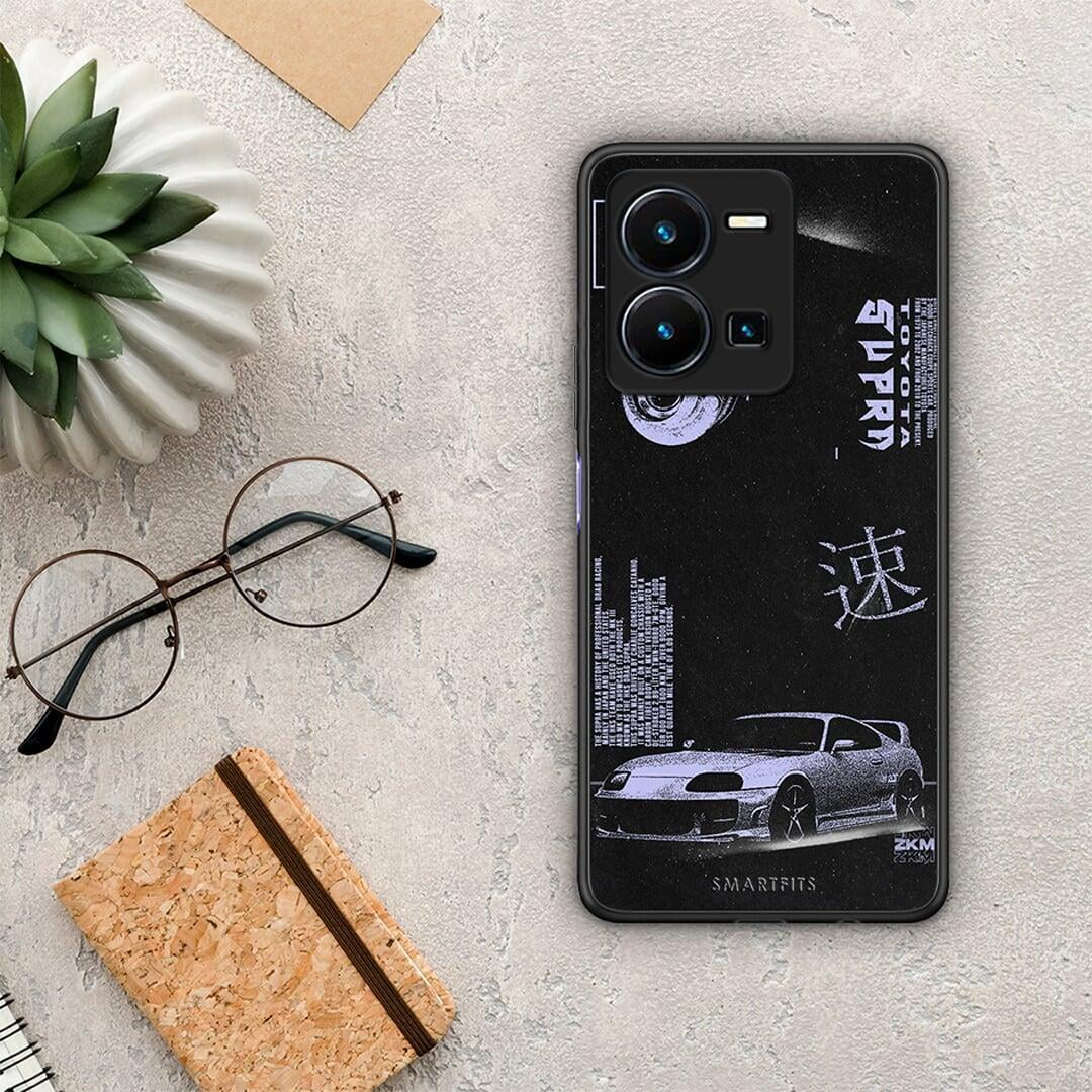Θήκη Vivo Y35 Tokyo Drift από τη Smartfits με σχέδιο στο πίσω μέρος και μαύρο περίβλημα | Vivo Y35 Tokyo Drift Case with Colorful Back and Black Bezels
