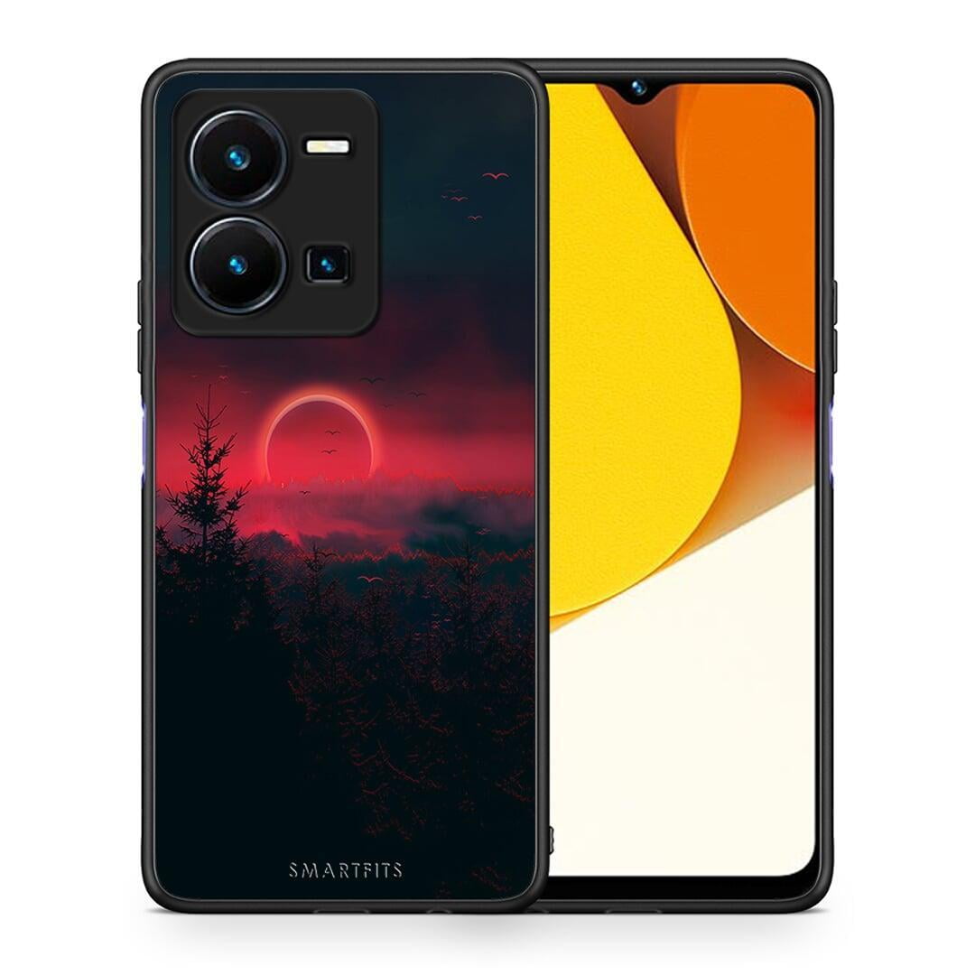 Θήκη Vivo Y35 Tropic Sunset από τη Smartfits με σχέδιο στο πίσω μέρος και μαύρο περίβλημα | Vivo Y35 Tropic Sunset Case with Colorful Back and Black Bezels