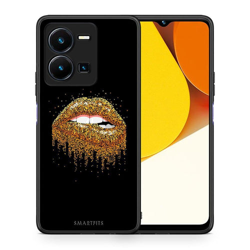 Θήκη Vivo Y35 Valentine Golden από τη Smartfits με σχέδιο στο πίσω μέρος και μαύρο περίβλημα | Vivo Y35 Valentine Golden Case with Colorful Back and Black Bezels